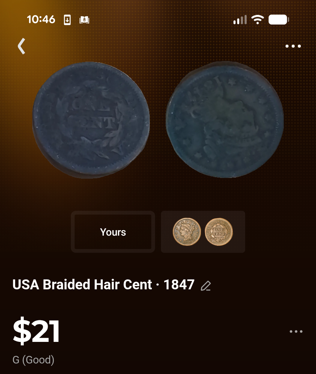 1847 Liberty Head Large Cent Coin